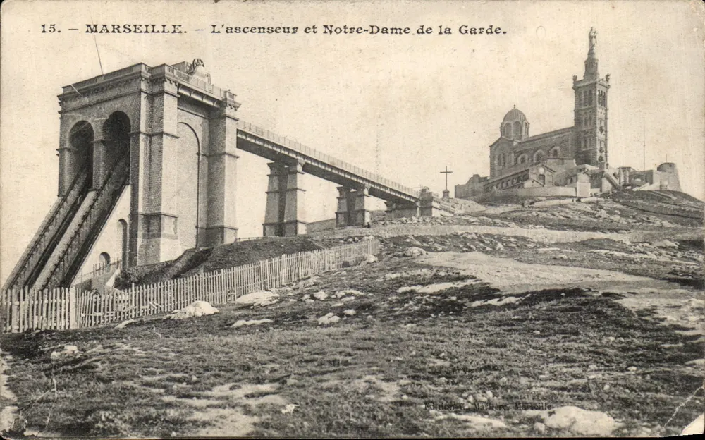 Marseille — L'ascenseur et Notre-Dame de la Garde. Éditeur : Neytory, Marseille. N° 15. - Vorderseite