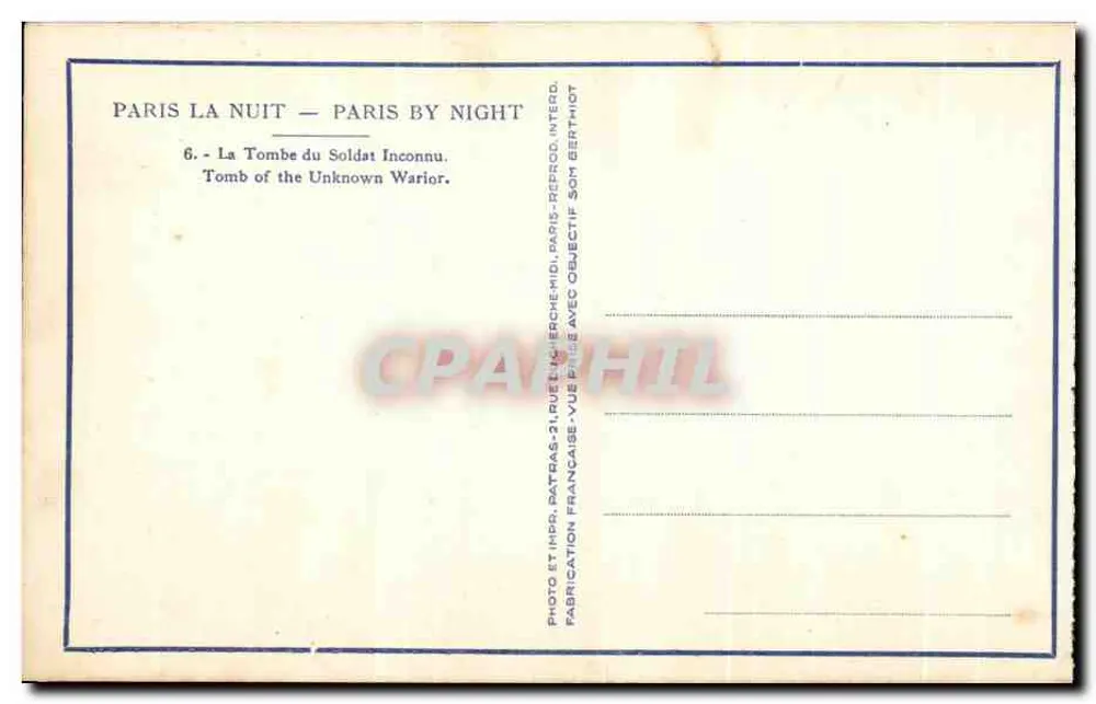Paris nachts — Grab des Unbekannten Soldaten — Patras - Rückseite
