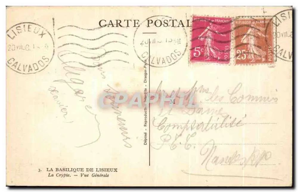 A Basílica de Lisieux — A Cripta — Vista Geral — Depositado — Drageard - Drageard - Verso