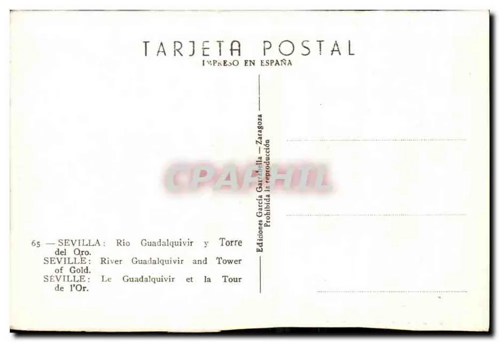 Sevilla — Rio Guadalquivir und Turm der Gold — Éditions García Gattabella - Rückseite