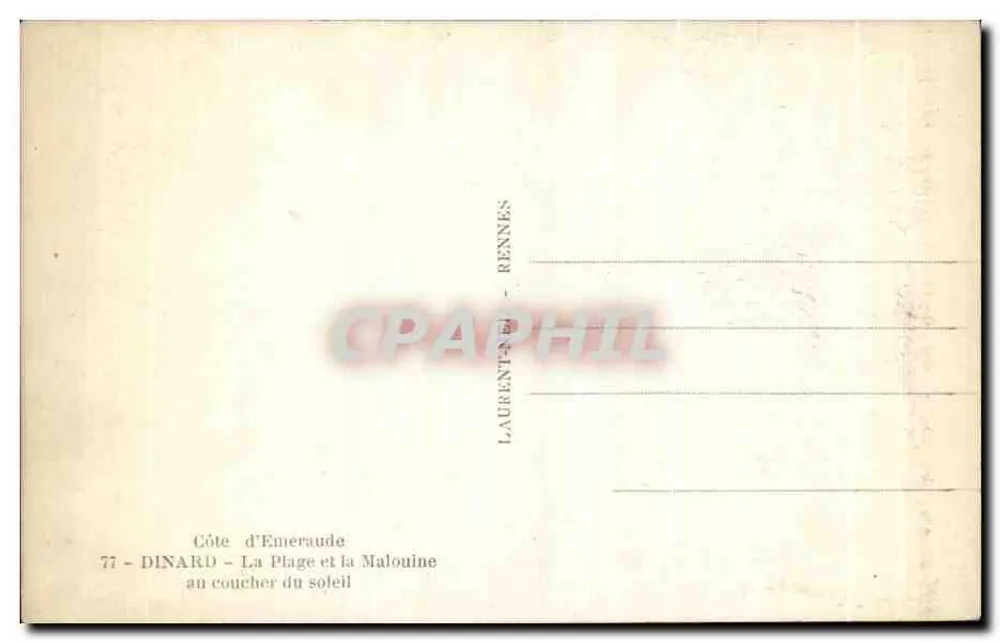 Dinard - Die Strände und die Malouine bei Sonnenuntergang — Laurent & Rennes, Nr. 77 - Rückseite