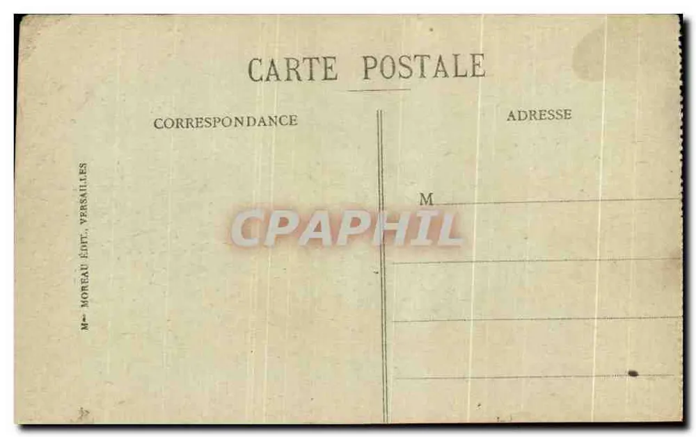 Panorama de VERSAILLES — vue aérienne du château et des jardins — éditeur M. MOREAU ÉDIT. VERSAILLES - Verso