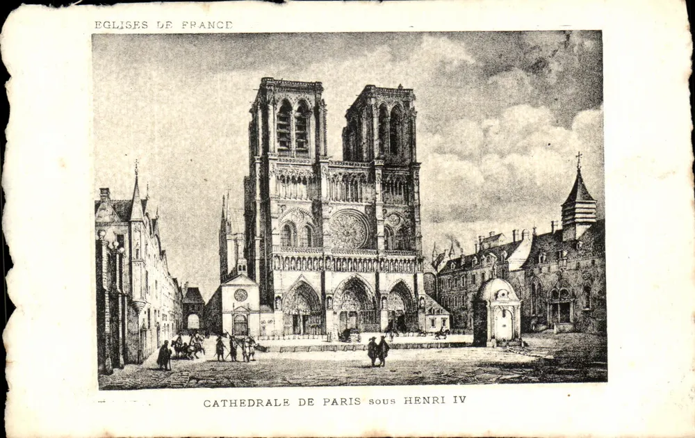 Catedral de Paris sob Henrique IV — Igrejas da França — Edição Artística 'SUPRA' Paris - Frente