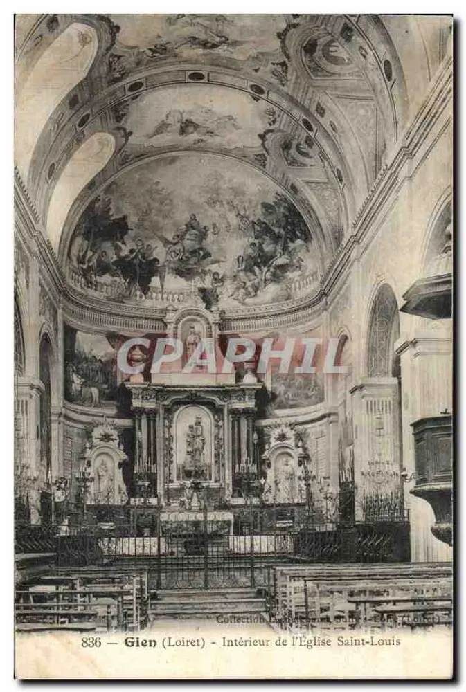 Gien (Loiret) — Interior da Igreja São Luís — Coleção Édouard Dufour, n° 836 - Frente