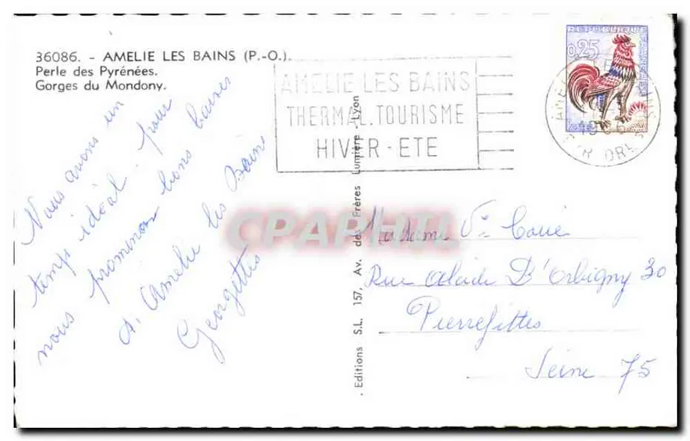 Gorges du Mondony — Amelie les Bains — Editions S.L. des Frères - Rückseite