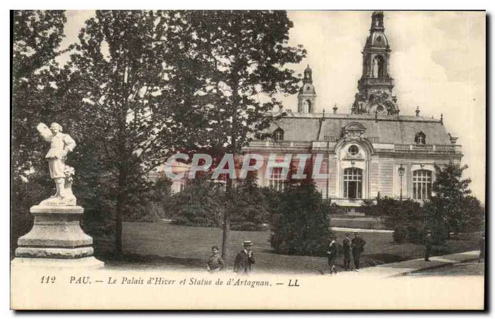 Pau — Schloss Winterpalast und Statue von d'Artagnan — LL - Vorderseite
