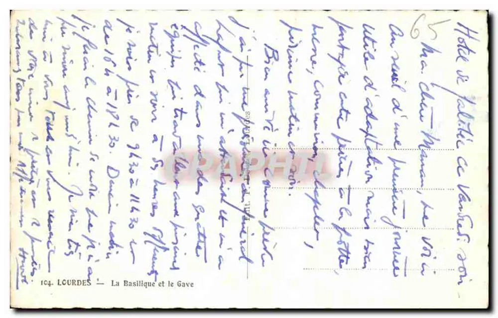 Lourdes — A Basílica e o Gave — Editor: Lourdes, n° 164 - Verso