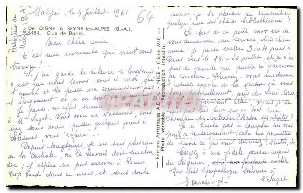 Straße in einem felsigen Canyon — Verlag A.D.A. Nice - Rückseite