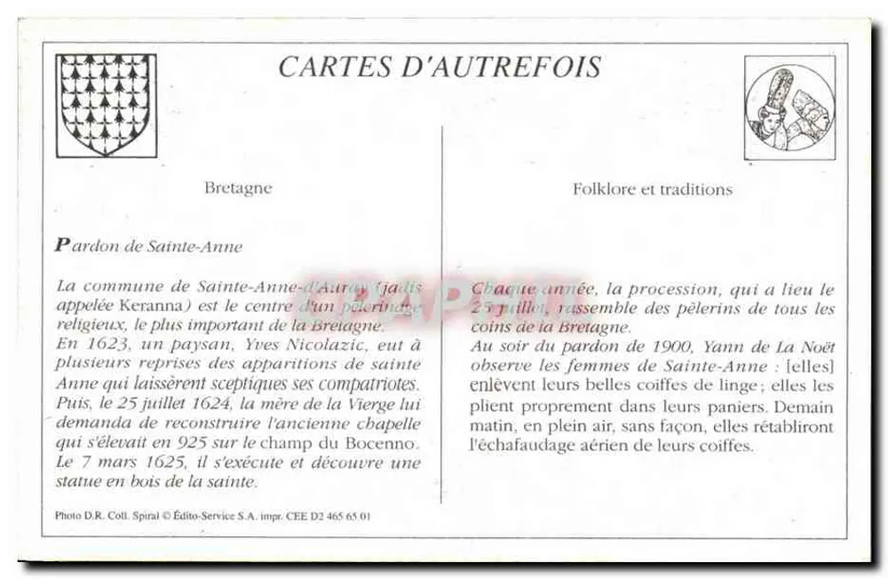 Frau im Bretonischen Kleid — Pardon von Sainte-Anne — Édito-Service S.A. n° D2 465 01 - Rückseite