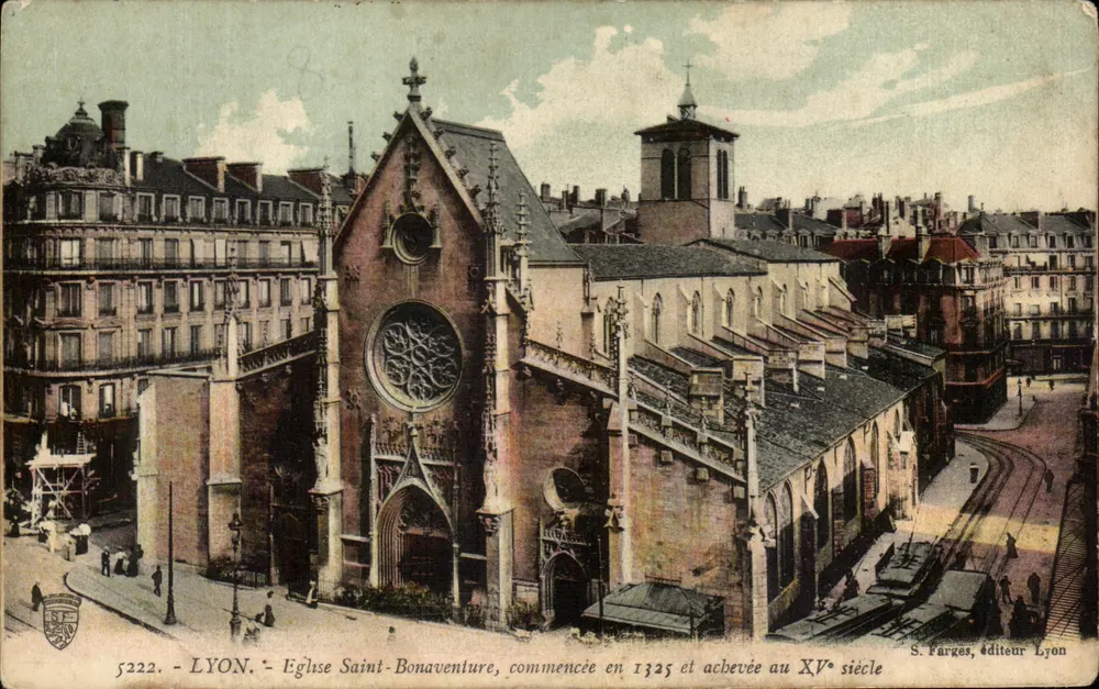 Lyon - Igreja de São Bonaventura, iniciada em 1325 e concluída no século XV — S. Farges, editor Lyon, n° 5222 - Frente