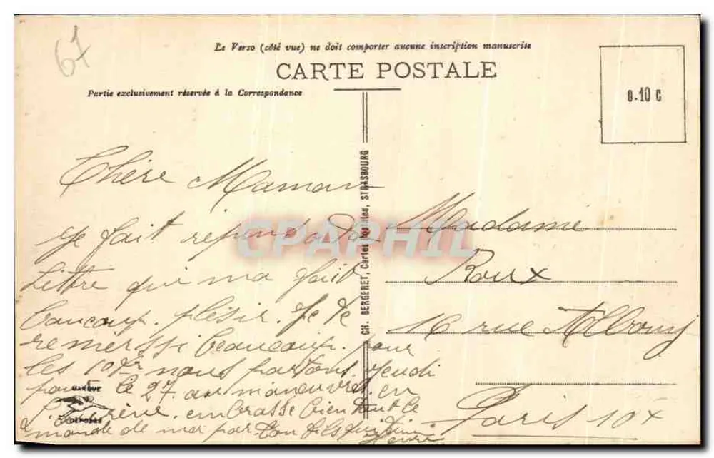 Straßburg — Rue du Bain-aux-Plantes — Ansichtskarte Nr. 422 - Rückseite