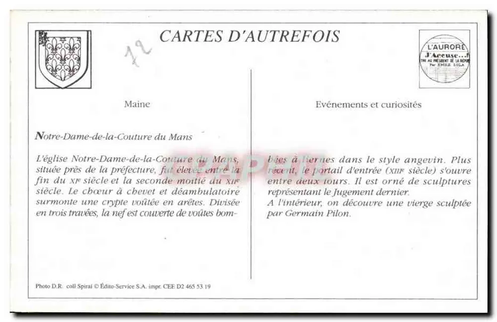 Le Mans — Notre-Dame de la Couture und Platz der Präfektur — LL. - Rückseite