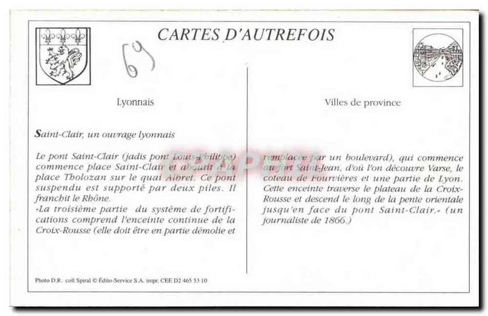 LYON - Die Ufer des Rhône und Eingang zum Pont Saint Clair — Verlag LYON n°64 - Rückseite