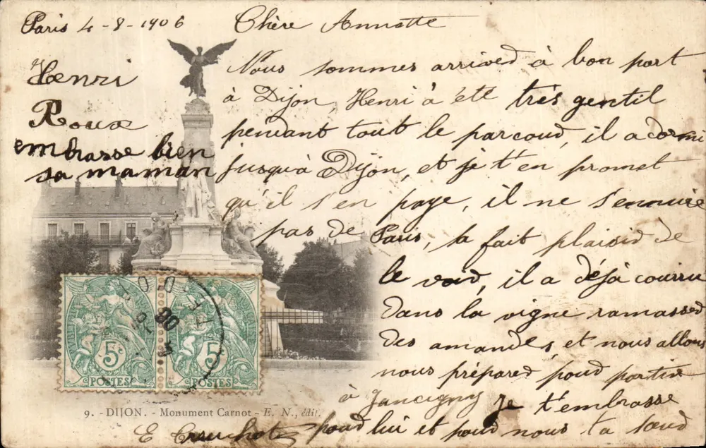 Dijon - Monument Carnot — E. N., editora — n°9 - Frente