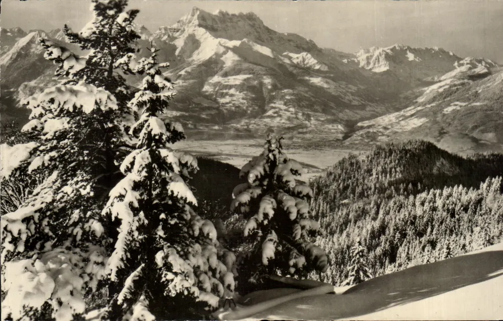 Leysin — Tal des Rhônes und Dents du Midi — Photo Nicca, Leysin, n° A 640 - Vorderseite