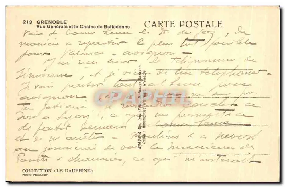 Grenoble — Allgemeiner Blick und die Belledonne-Kette — Sammlung « Le Dauphiné » - Rückseite