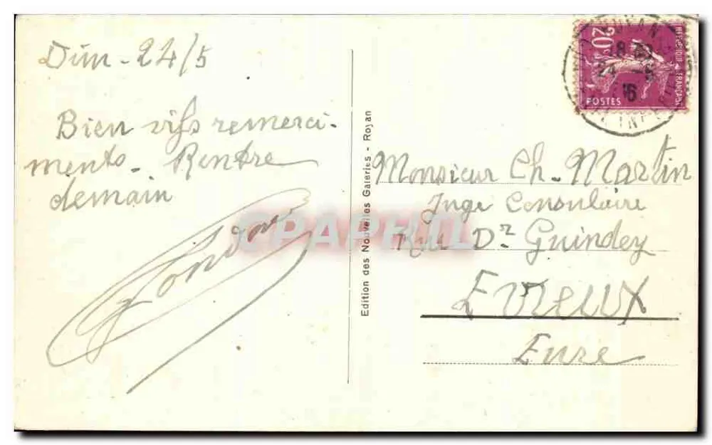 Royan - La Conche de Foncillon durch die Bäume — Edition der Nouvelles Galeries, Nr. 402 - Rückseite