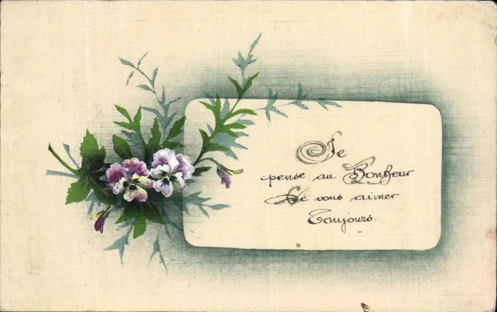 Flores — carta postal com texto manuscrito — Fabrique Française - Frente