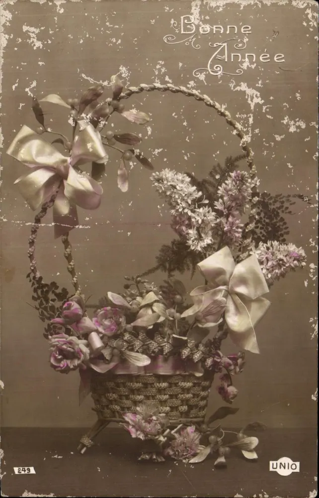 Bouquet de fleurs dans un panier — éditeur UNIO, n° 249 - Frente