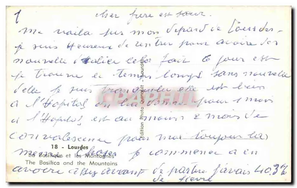 Lourdes — Die Basilika und die Berge — Photo Edition Ournault - Rückseite