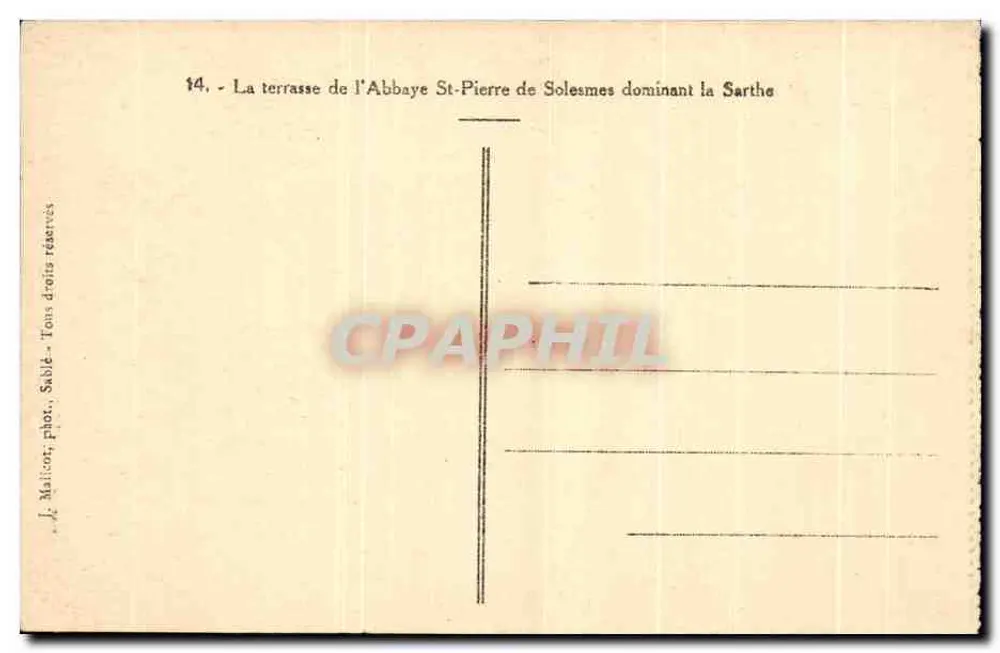 Terrasse der Abtei Saint-Pierre de Solesmes — über der Sarthe — J. Malicot, phot. Sable - Rückseite