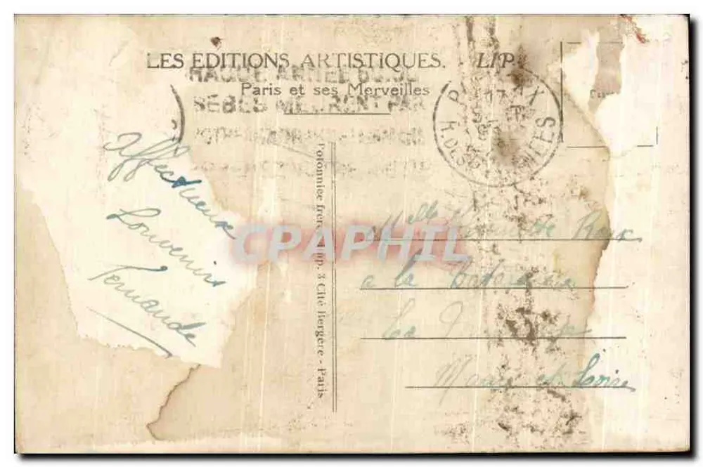 Paris - Das Rathaus und der Pont d'Arcole — Les Éditions Artistiques LIP, n°39 - Rückseite