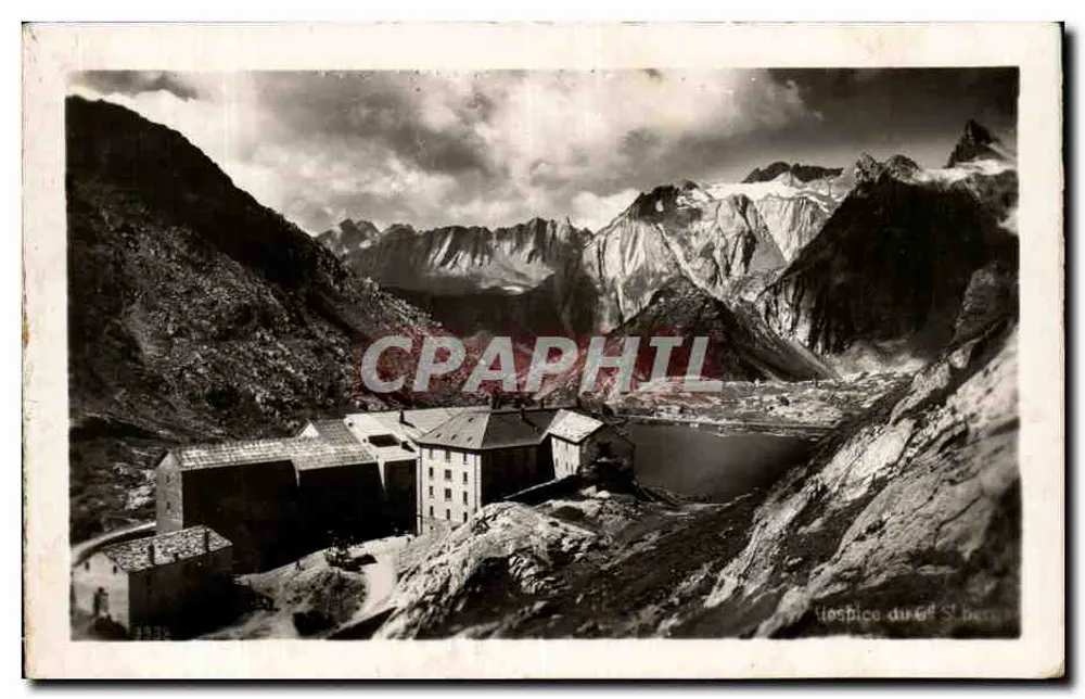 Hospice do St Bernard — vista panorâmica — Édition Art Postcard Antife, S.A. Lausanne - Frente