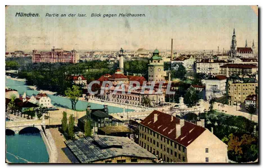 München. Teil der Isar. Blick Richtung Haidhausen. - Vorderseite