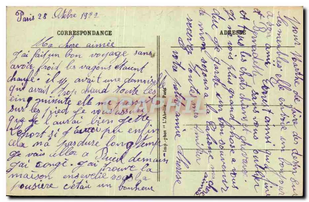 Paris - Palácio do Luxembourg - Os Jardins — Bilhete postal antigo n°107, editor L'Abri - Verso