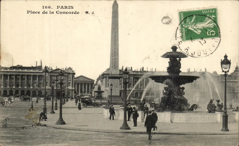 Praça da Concorde — Obélisco e fonte — M. J. editor, n° 166 - Frente