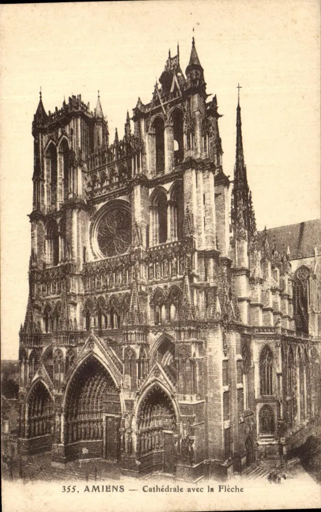 Amiens — Catedral com a Flecha — editor L. CARON, n° 355 - Frente