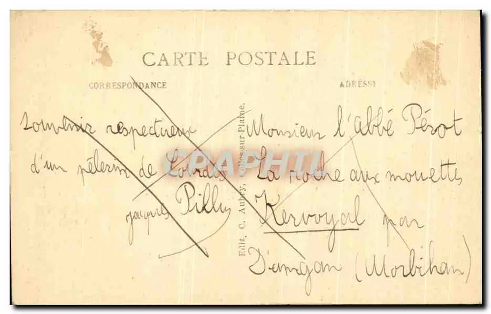 Tal der Celles (Vosges) — Perspektivische Ansicht von Allarmont und der Vosges-Kette — Verlag C. Aubry, Pilly-sur-Plaine - Rückseite