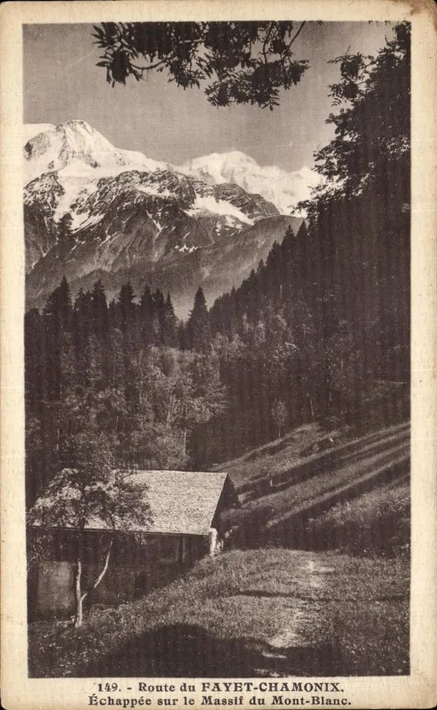 Ausblick auf das Massiv des Mont-Blanc — Route du Fayet-Chamonix — L. Morand, phot.-edit. - Vorderseite