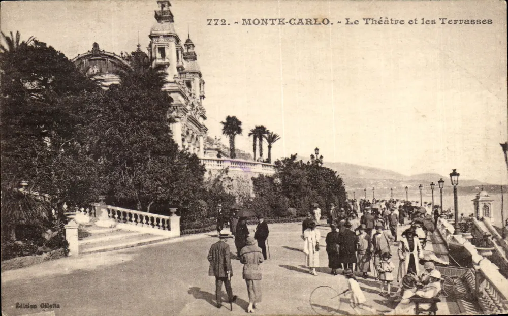 Monte-Carlo — Ansicht des Theaters und der Terrassen — Edition Gilletta, Nr. 772 - Vorderseite