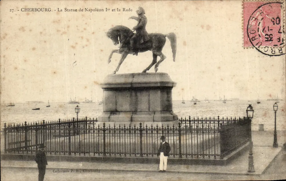 Cherbourg - Die Statue Napoleons I. und der Hafen — Sammlung P. H., Cherbourg - Vorderseite
