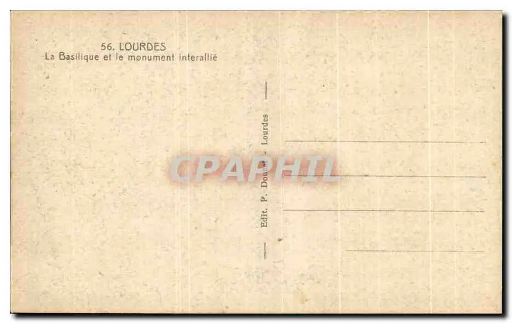 Lourdes — A Basílica e o monumento interalliado — P. Douet - Verso
