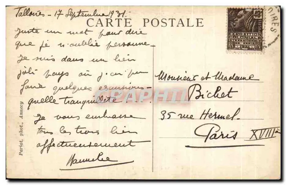 Lago de Annecy — Talloires — Locais pitorescos da Saboia — n°223 - Verso