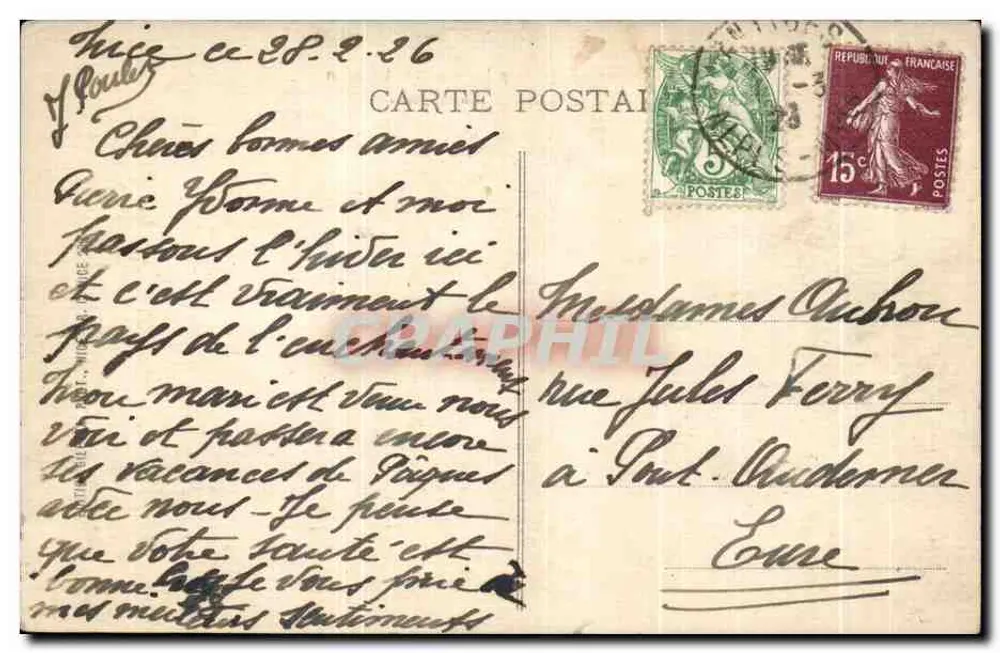 Nice - Vista geral tirada do Mont Boron — carta postal n°10 - Verso