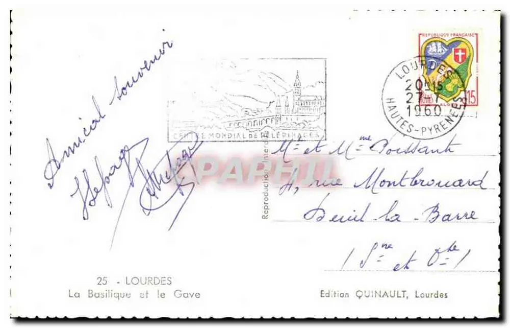Lourdes — A Basílica e o Gave — Edição Quinault, n°25 - Verso
