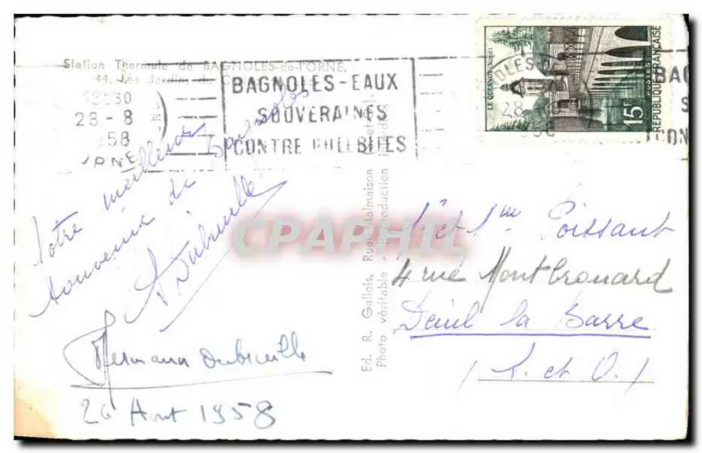 Jardins da Estação Termal de Bagnolles-les-Bains — Ed. R. Gallais, n° 44 - Verso