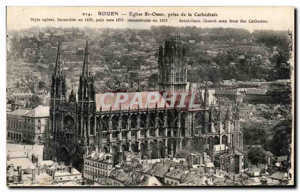 Rouen — Kirche St-Ouen, Ansicht der Kathedrale — unbekannter Verlag, Seriennummer 214 - Vorderseite