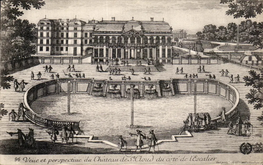 Château de Saint-Cloud — Ansicht und Perspektive von der Seite der Treppe — von A. Privilege - Vorderseite