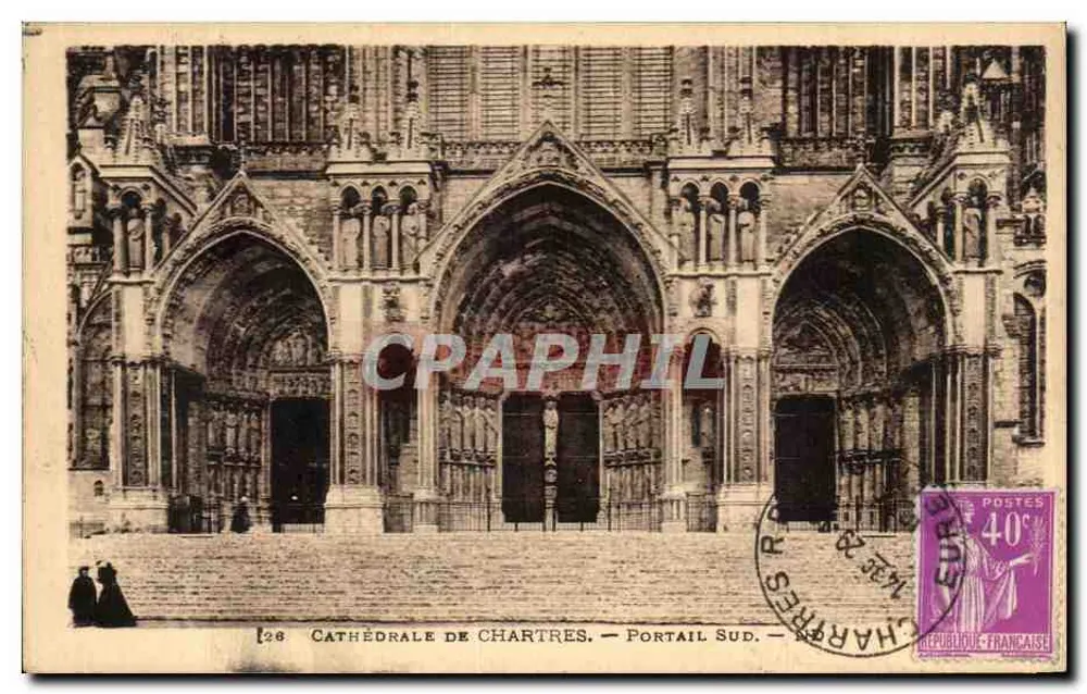 Catedral de Chartres — Portal Sul — Editor: S. L. & Cie, n° 26 - Frente
