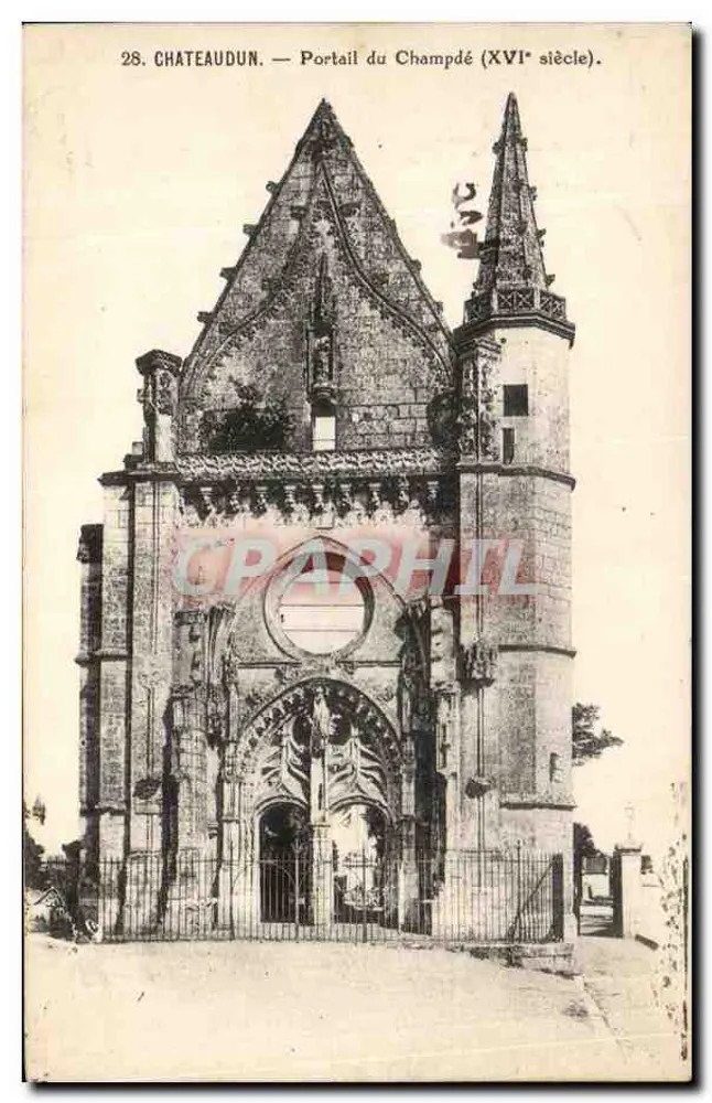 Châteaudun — Portal do Champdé (século XVI). — Fototipia L. A. Châteaudun, n°28 - Frente