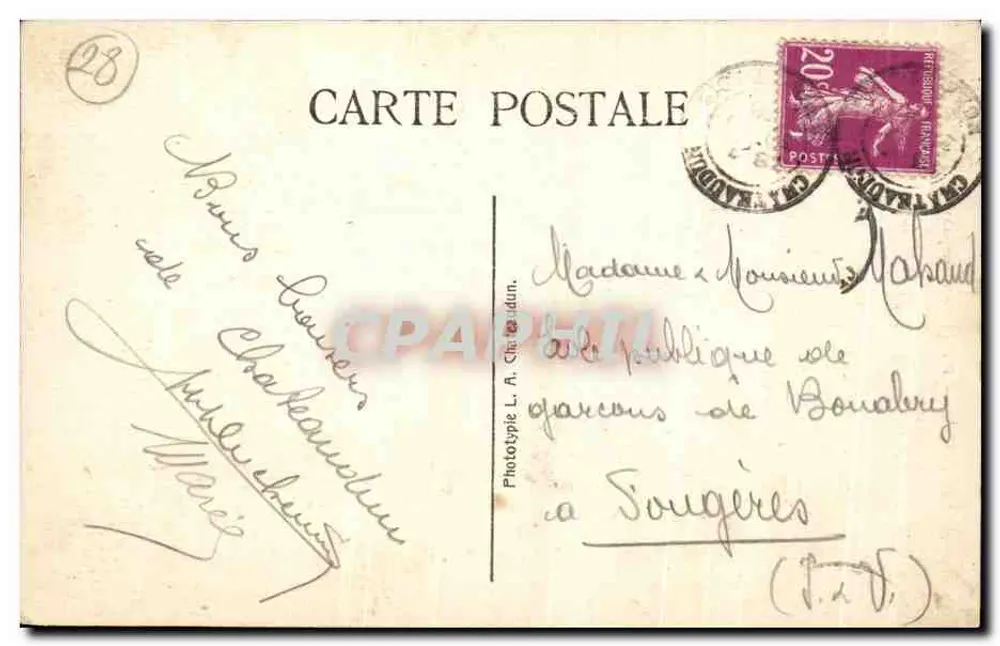 Châteaudun — Portal do Champdé (século XVI). — Fototipia L. A. Châteaudun, n°28 - Verso