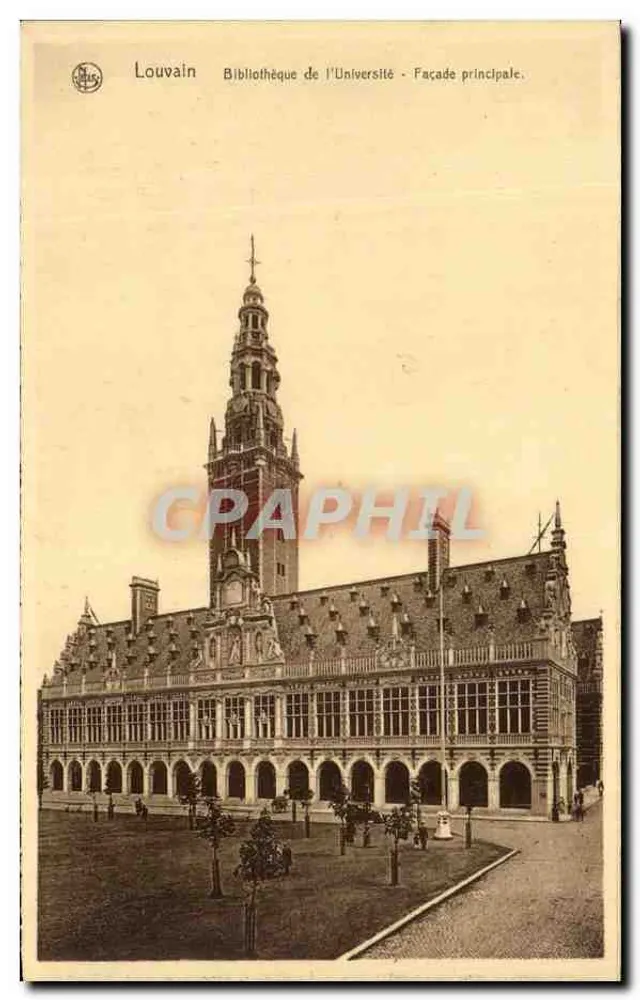 Louvain - Biblioteca dell'Università - Facciata principale. — Editore N. Lus, numero di serie non visibile. - Recto