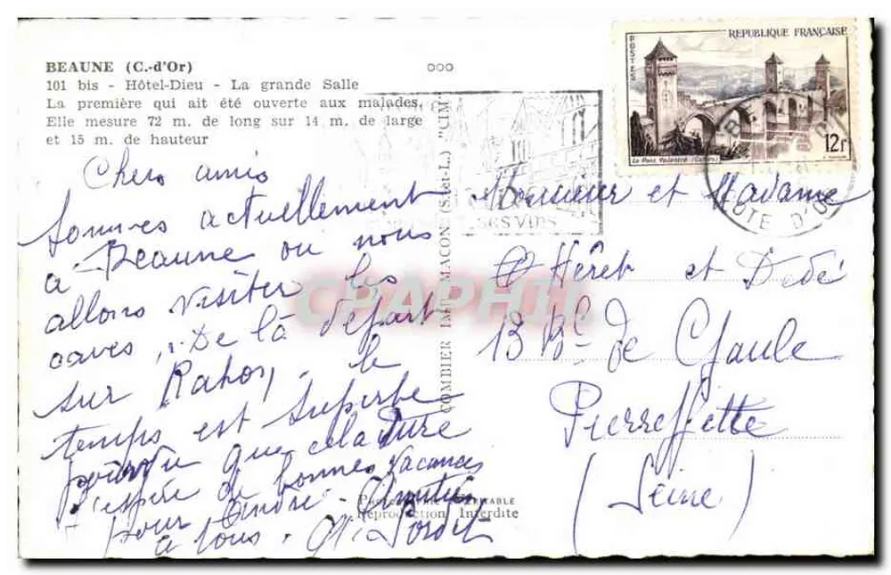 Beaune - Hôtel-Dieu - Die Große Halle — Verlag Moderne Ansichtskarte - Rückseite