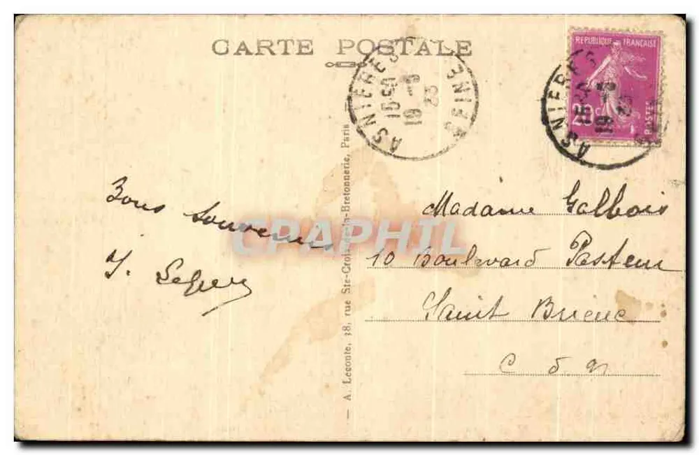 Paris — La Gare de l'Est — Eastern Railway — éditeur A. Acouart, n° 52 - Verso