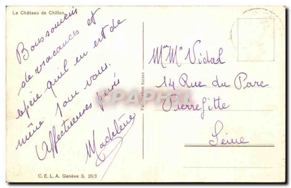 Arredores de Evian-les-Bains. Castelo de Chillon — G. Djamel - Verso