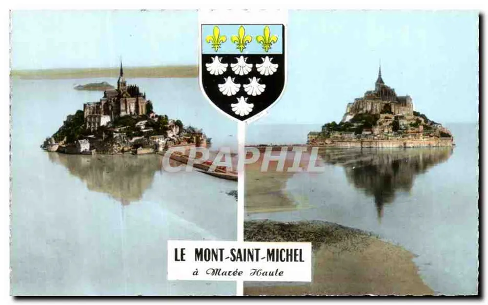 O Mont-Saint-Michel — vista com brasão — editor Combier, n° 4 C - Frente